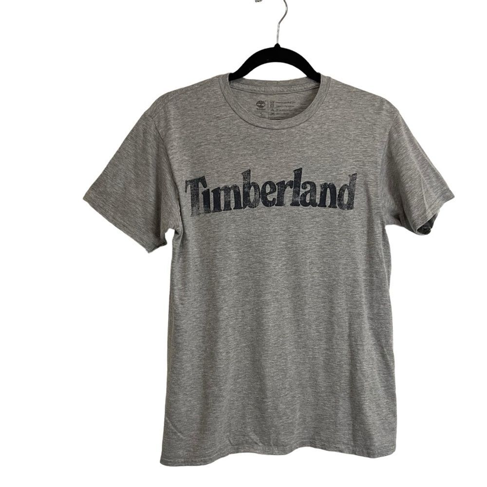 Timberland Gray Logo Spellout Graphic Tee Shirt Short Sleeve Mens Size S